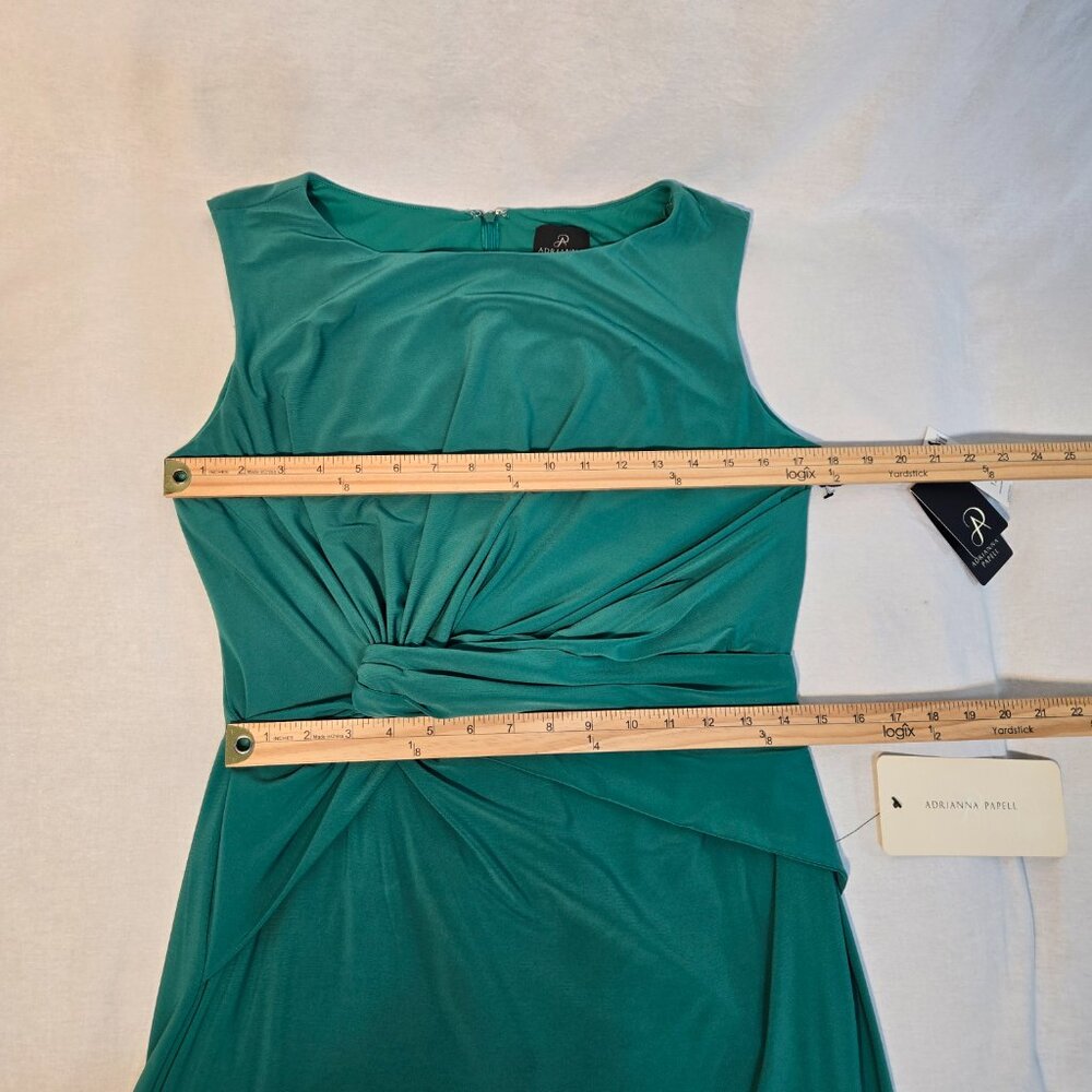 ADRIANNA PAPELL Old Money Stretchy Emerald Sleeveless Shift Dress Size 12 NEW! - Picture 13 of 16